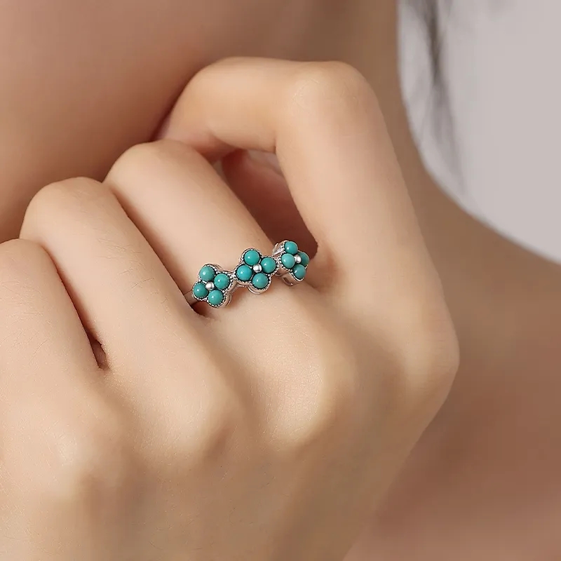 QIAOWUQIAONV Turquoise Rings Women's-6
