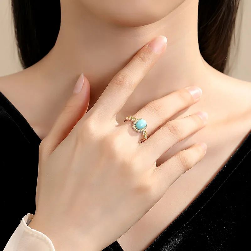 QIAOWUQIAONV Turquoise Rings Women's-6