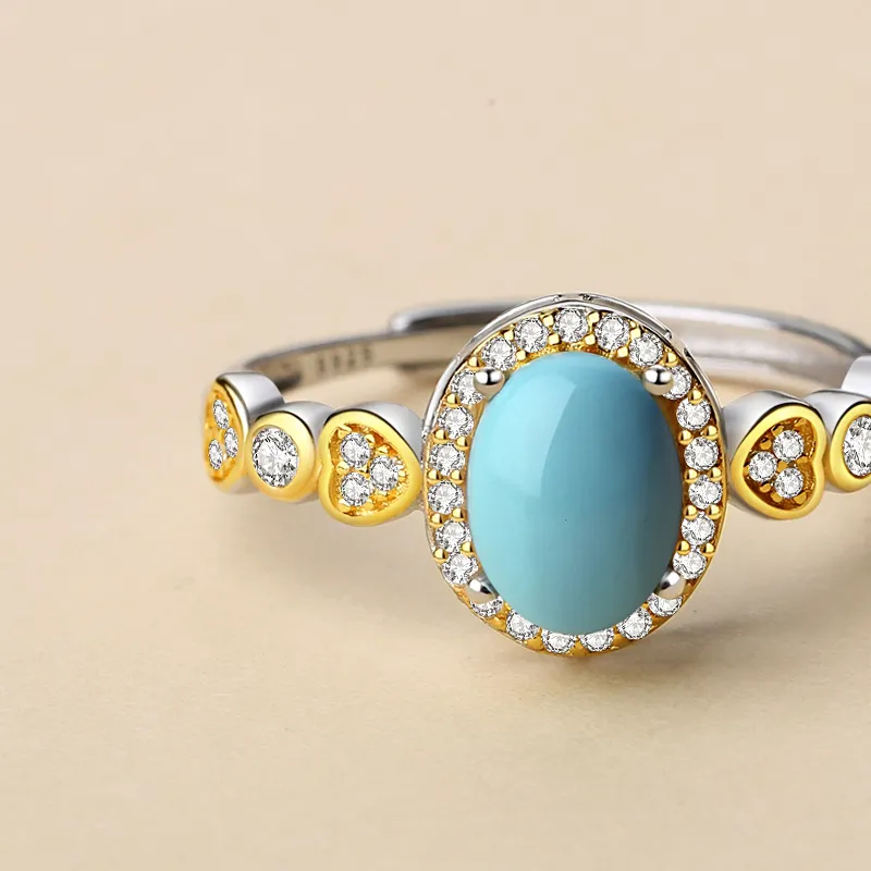 QIAOWUQIAONV Turquoise Rings Women's-3
