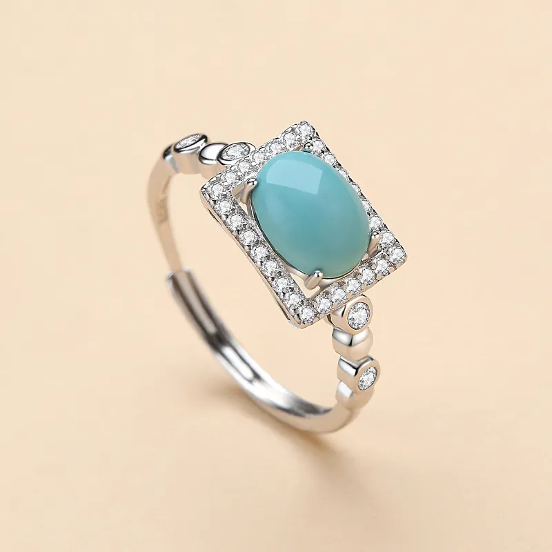 QIAOWUQIAONV Turquoise Rings Women's-2
