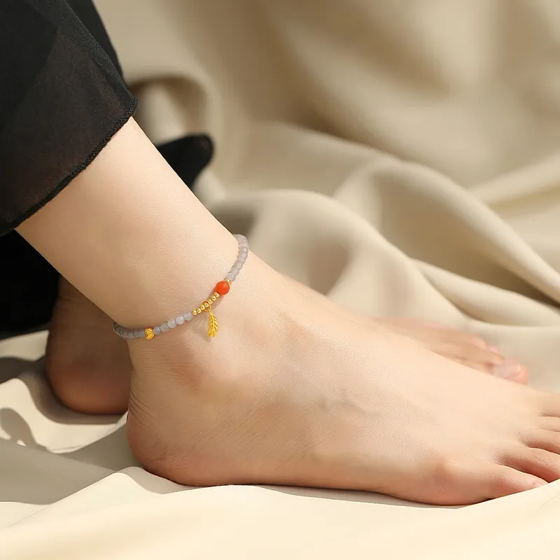 QIAOWUQIAONV Jade Anklet Smoky Purple Women's-7