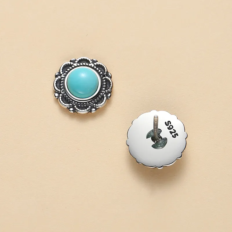 QIAOWUQIAONV Turquoise Stud Earrings Women's-4