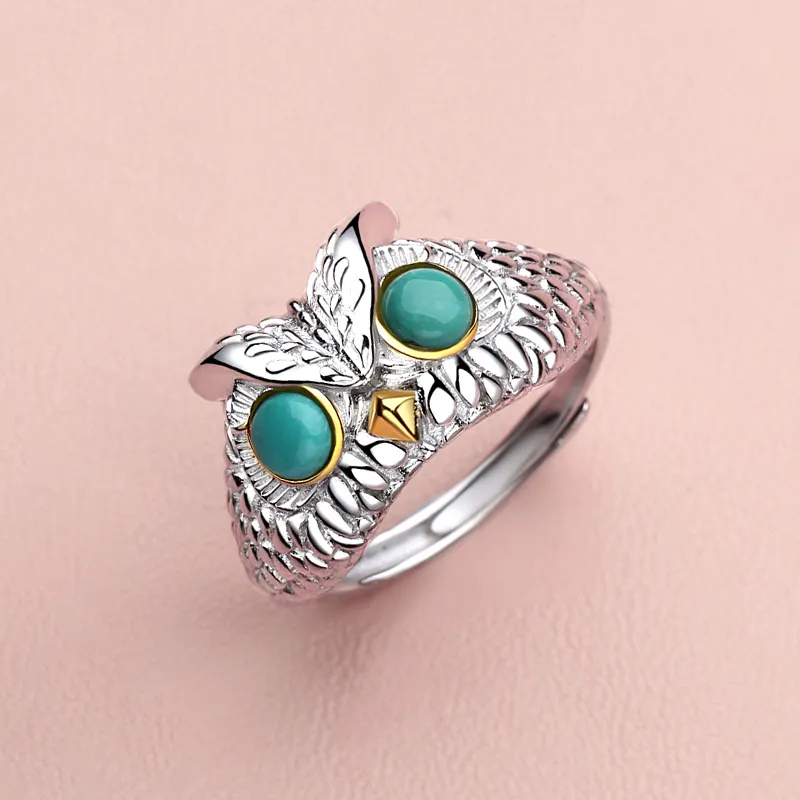 QIAOWUQIAONV Turquoise Rings Women's-4