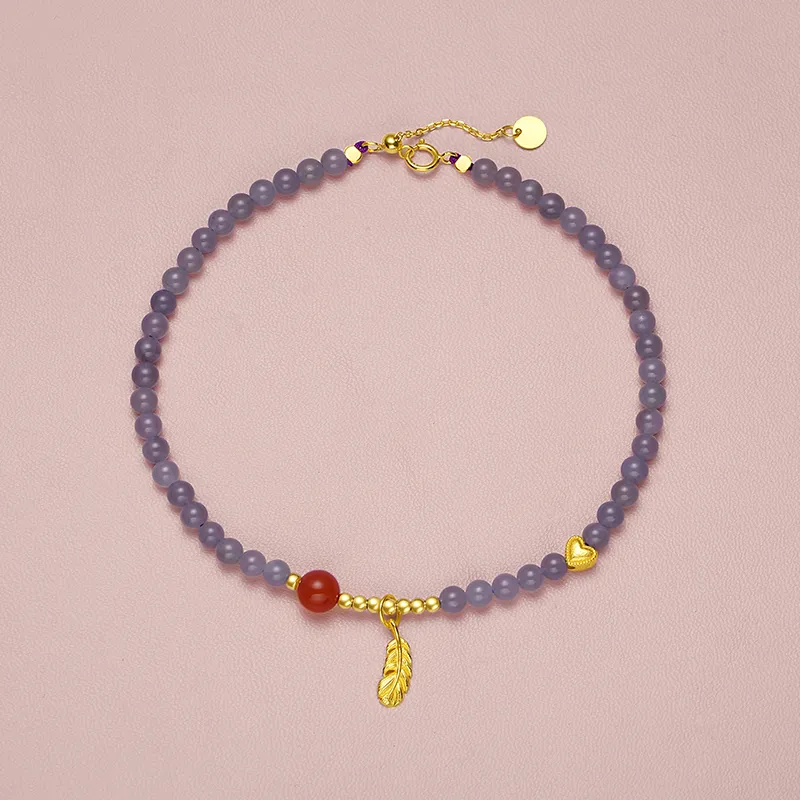 QIAOWUQIAONV Jade Anklet Smoky Purple Women's-2