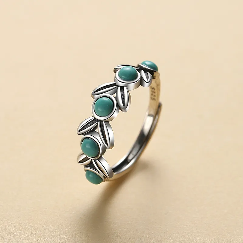 QIAOWUQIAONV Turquoise Rings Women's-2