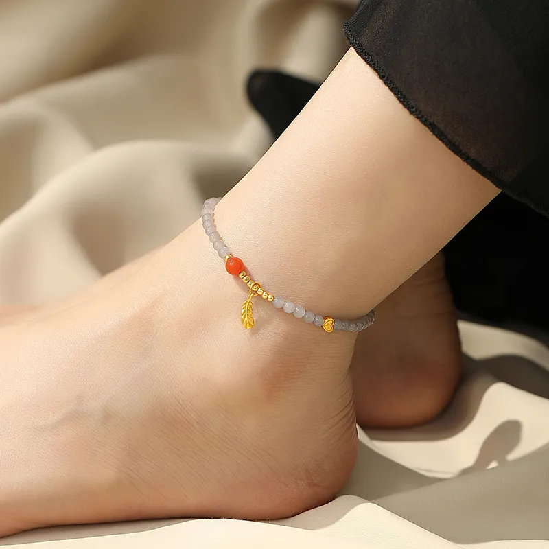 QIAOWUQIAONV Jade Anklet Smoky Purple Women's-6