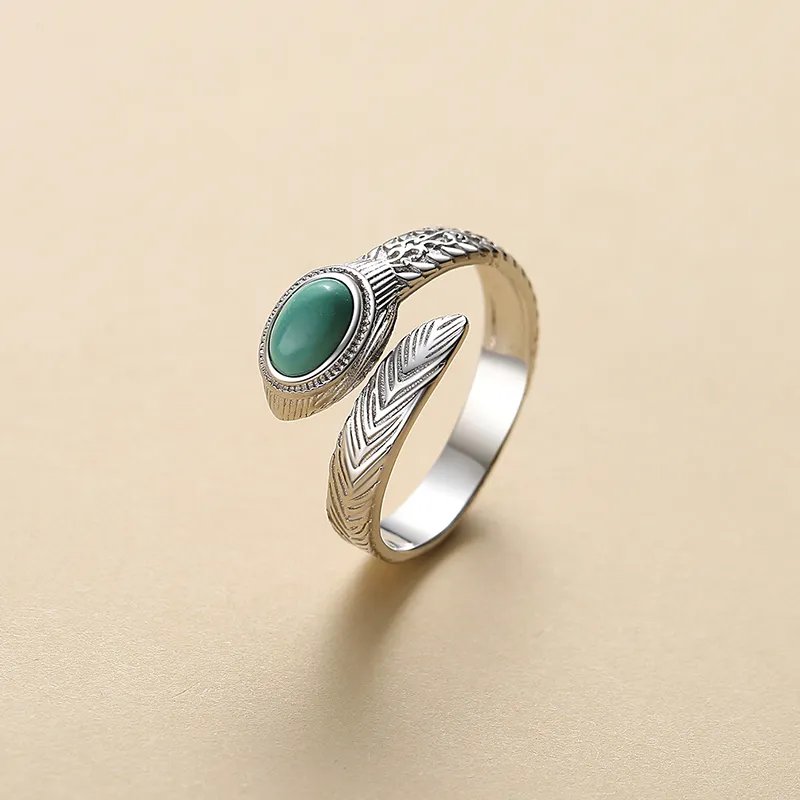 QIAOWUQIAONV Turquoise Rings Women's-2