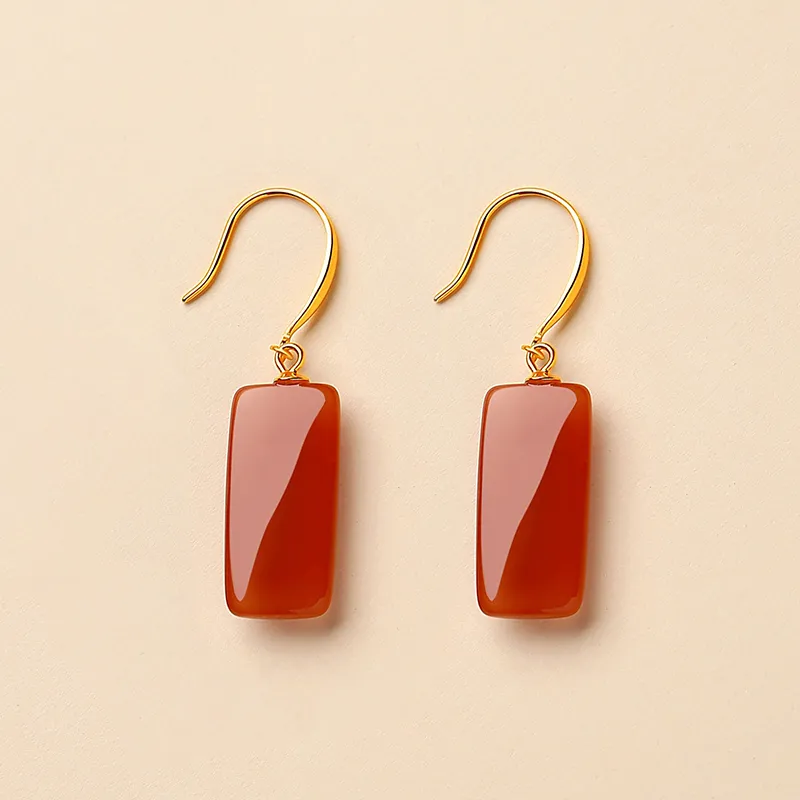 QIAOWUQIAONV Southern Red Agate Earrings Women's-4