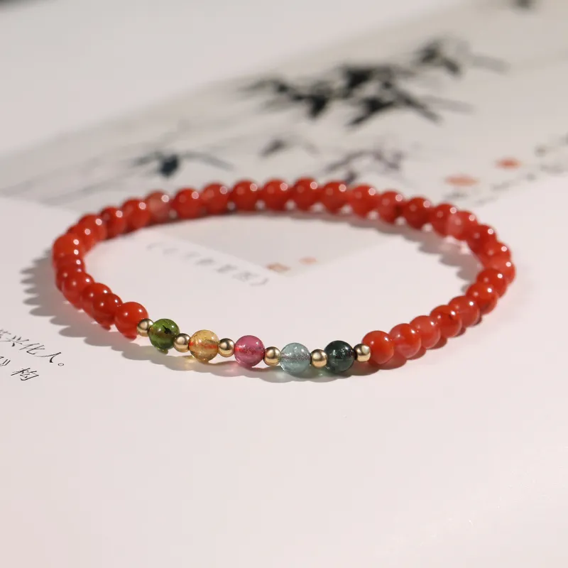 QIAOWUQIAONV Southern Red Agate Bracelets Women's-3