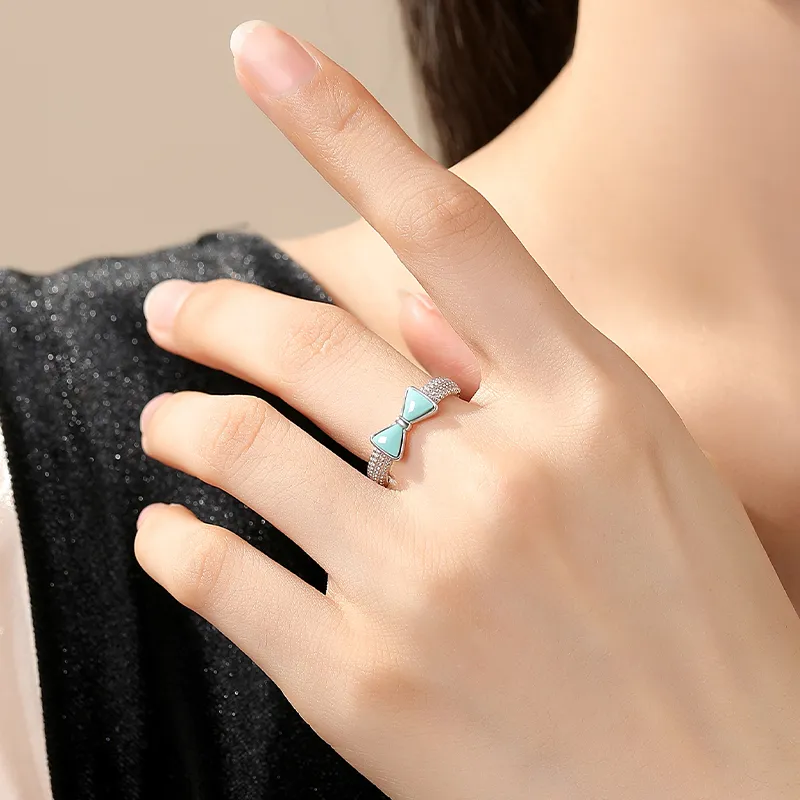 QIAOWUQIAONV Turquoise Rings Women's-4