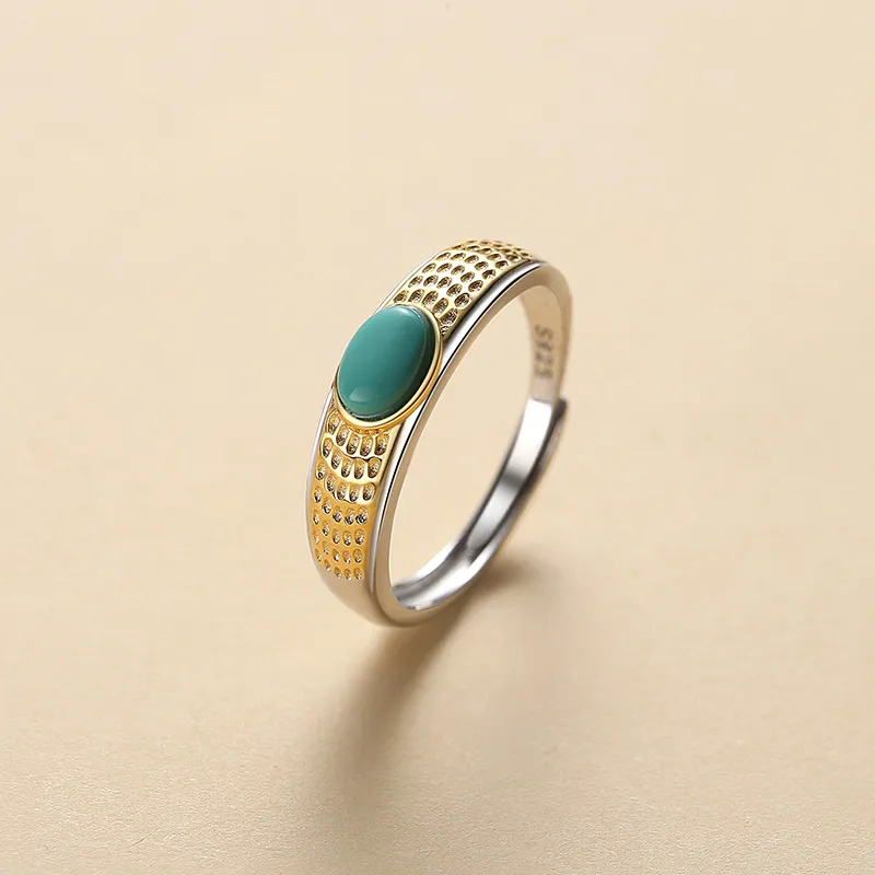 QIAOWUQIAONV Turquoise Rings Women's-2