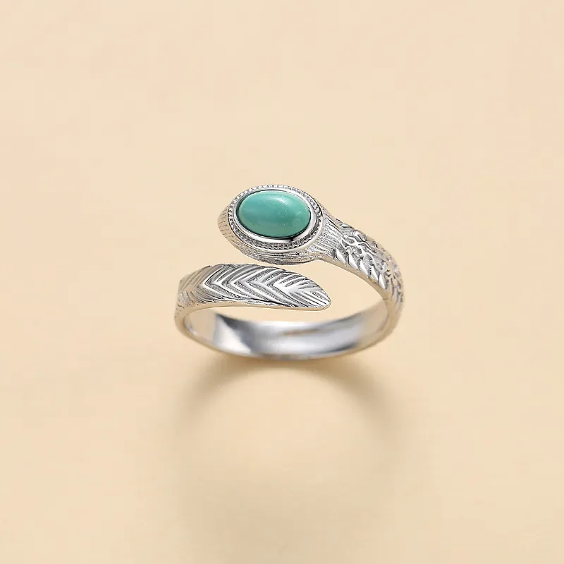 QIAOWUQIAONV Turquoise Rings Women's-1