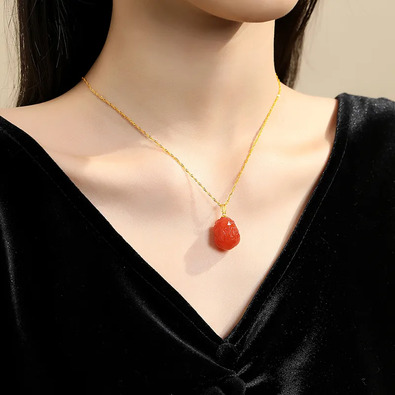 QIAOWUQIAONV Southern Red Agate Necklaces Women's-1