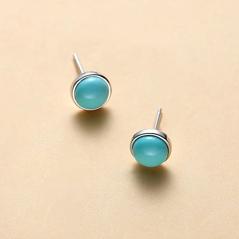 QIAOWUQIAONV Turquoise Stud Earrings Women's-3