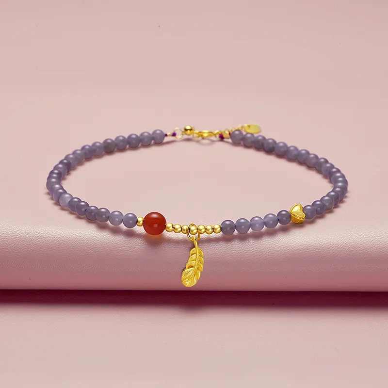 QIAOWUQIAONV Jade Anklet Smoky Purple Women's-1