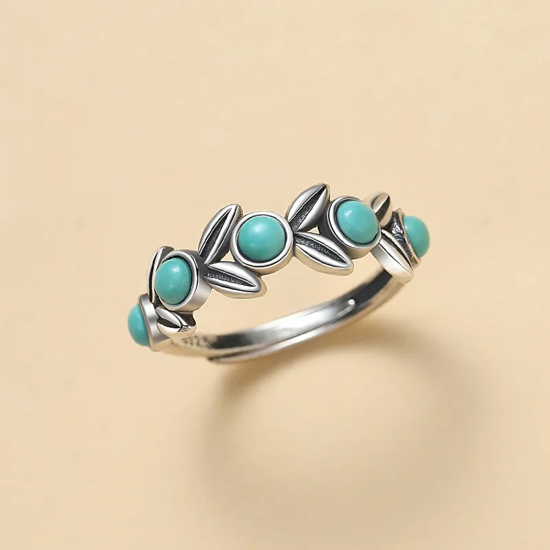 QIAOWUQIAONV Turquoise Rings Women's-1