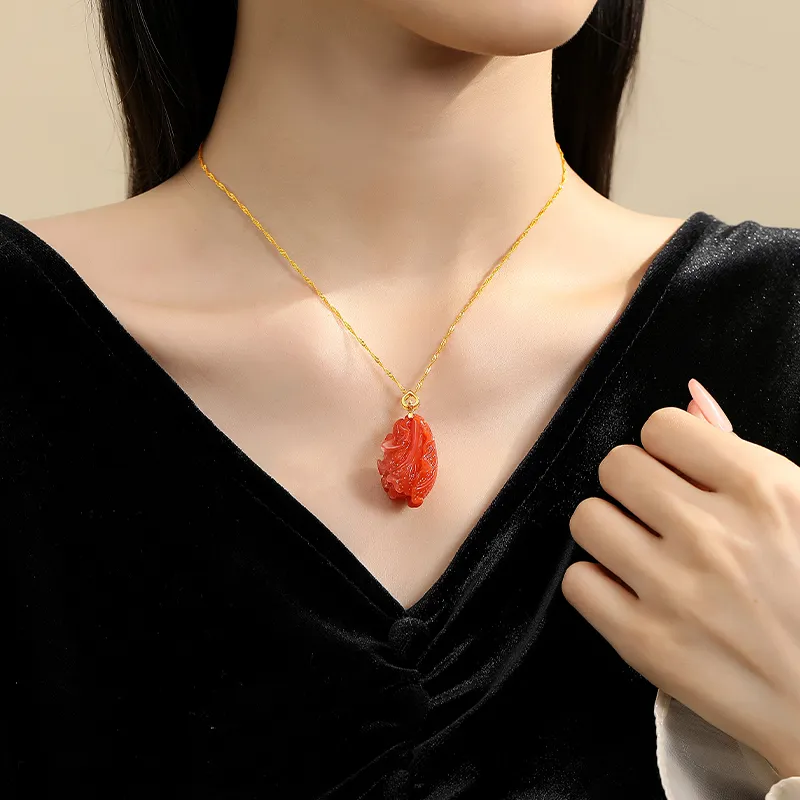 QIAOWUQIAONV Southern Red Agate Necklaces Women's-2