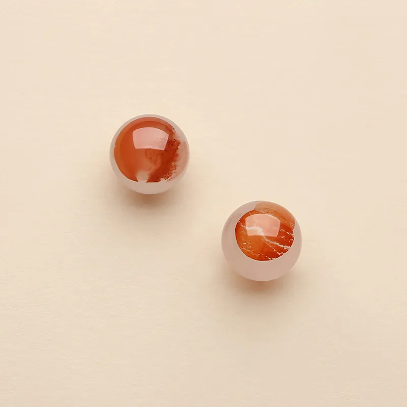 QIAOWUQIAONV Ice Drift Southern Red Agate Stud Earrings Women's-3