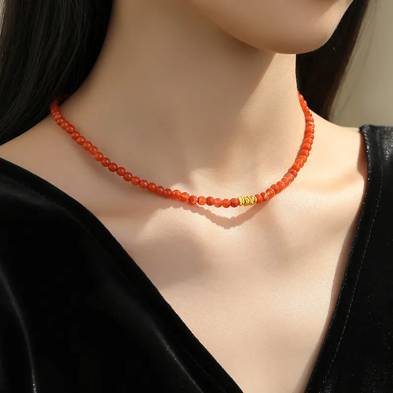 QIAOWUQIAONV Southern Red Agate Necklaces Women's-2