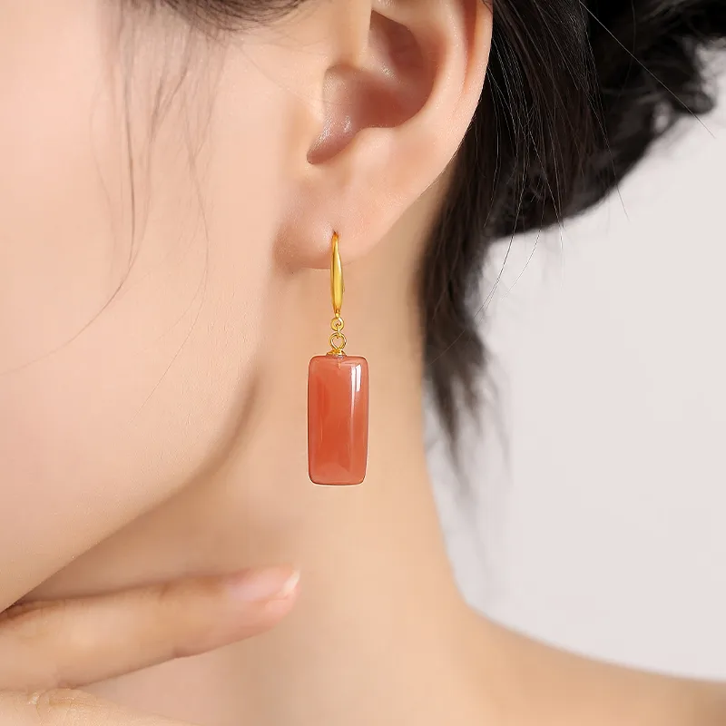 QIAOWUQIAONV Southern Red Agate Earrings Women's-6