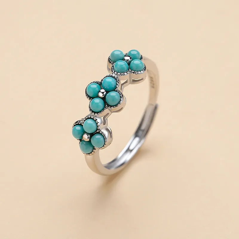 QIAOWUQIAONV Turquoise Rings Women's-4