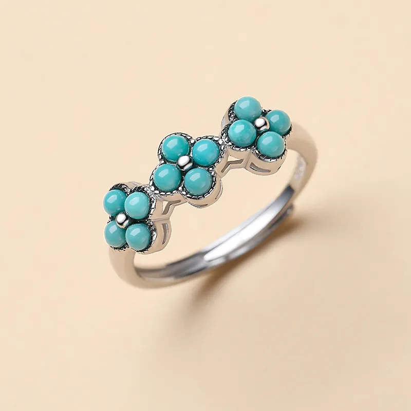 QIAOWUQIAONV Turquoise Rings Women's-2