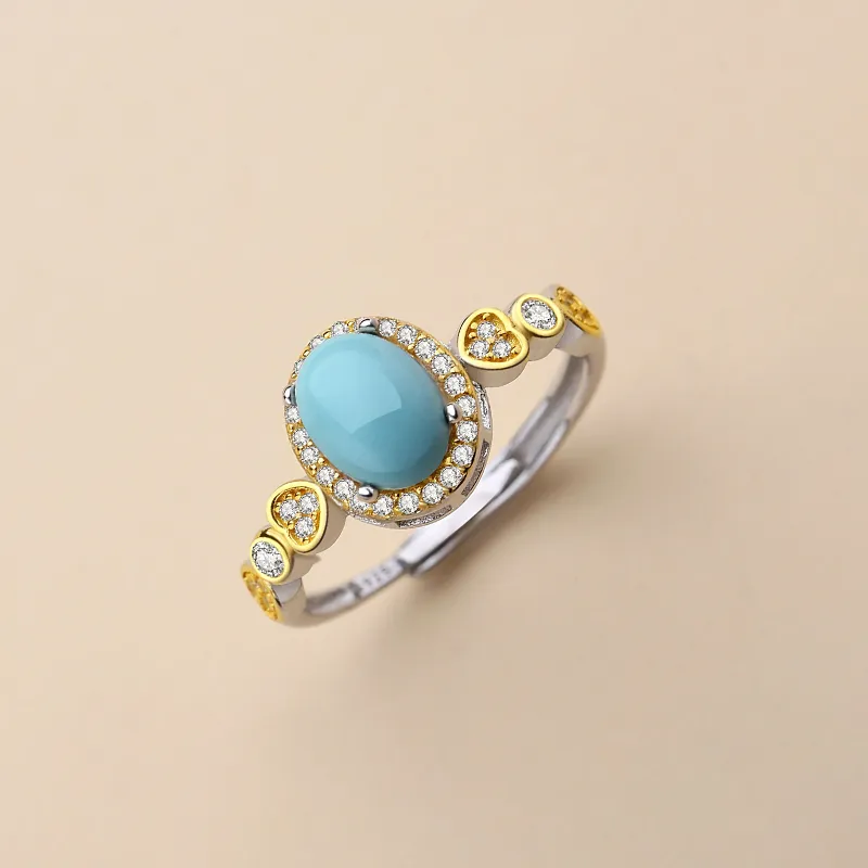 QIAOWUQIAONV Turquoise Rings Women's-4