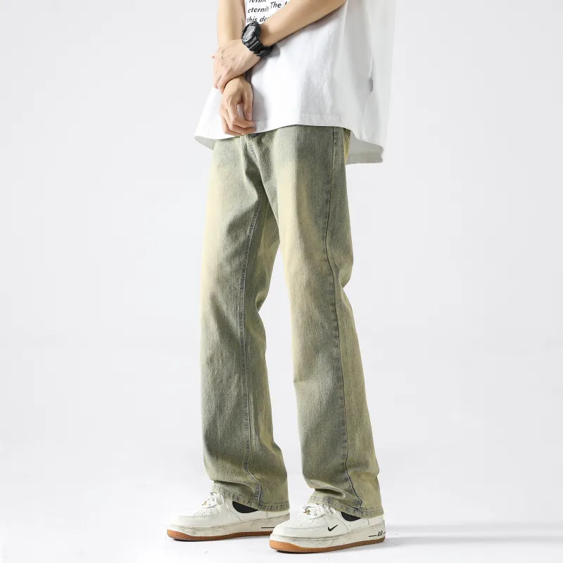 YOUSHIQI Jeans Unisex Yellow Mud-4