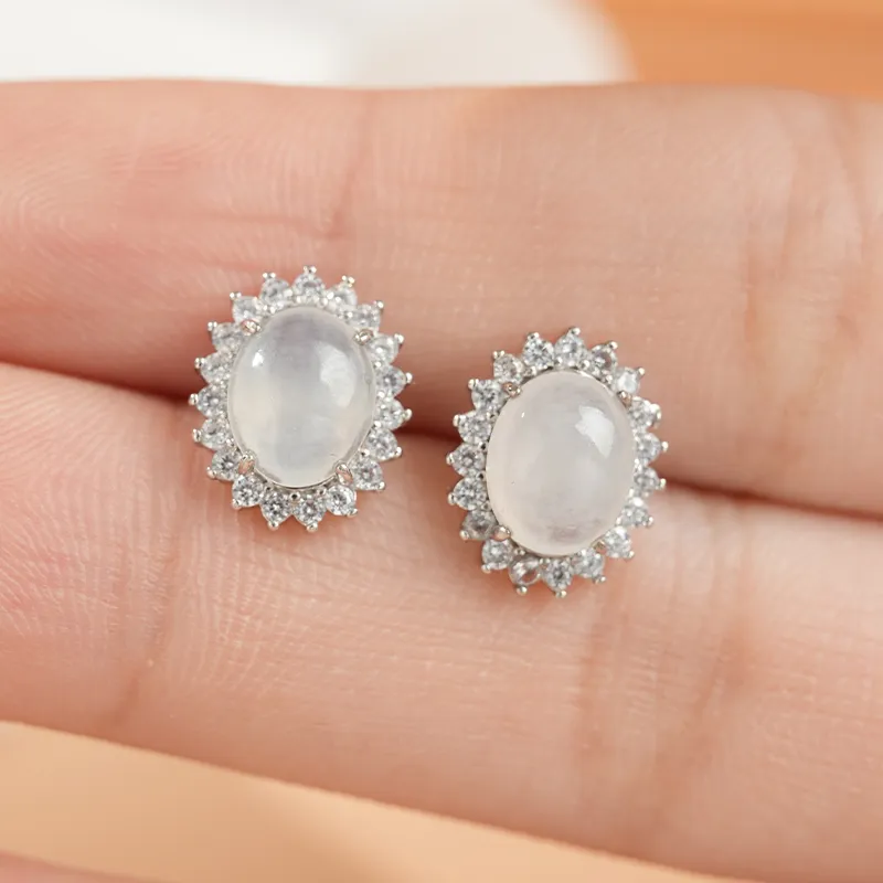 XIAOLIUJADE Ice Glutinous Jadeite Stud Earrings Women's-2