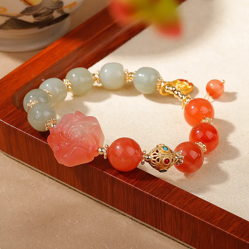 XIAOLIUJADE Southern Red Agate Fine Jade Bracelets Women's-1