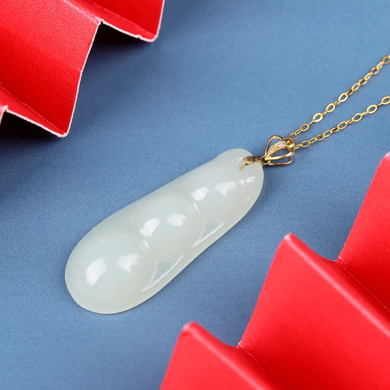 XIAOLIUJADE Hetian Jade Pendants Pale Greenish White Jade Women's-1