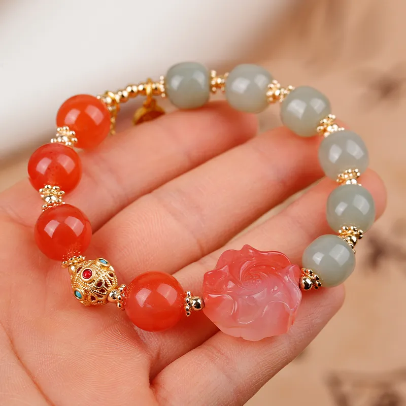 XIAOLIUJADE Southern Red Agate Fine Jade Bracelets Women's-5