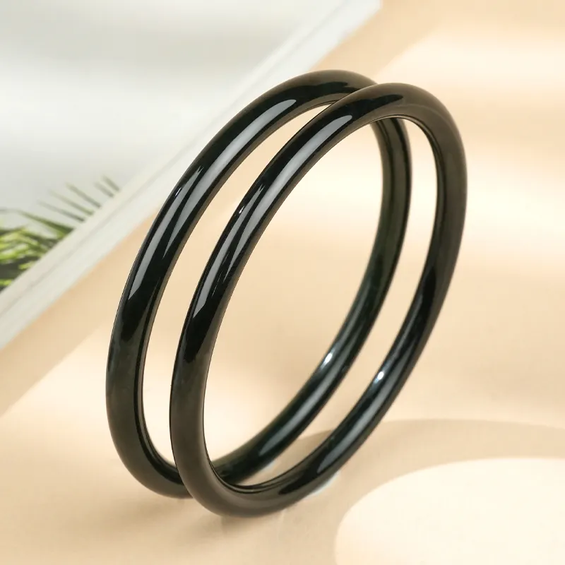 XIAOLIUJADE New Chinese Style Elegant Hetian Jade Bangle Green Jade Unisex-1