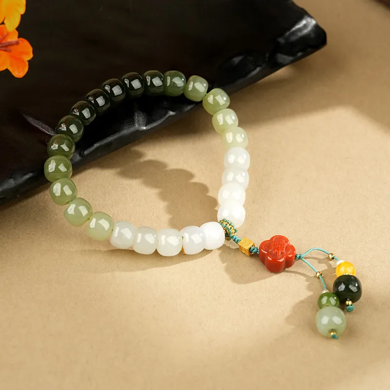 XIAOLIUJADE Hetian Jade Bracelets Pale Greenish White Jade Unisex-2