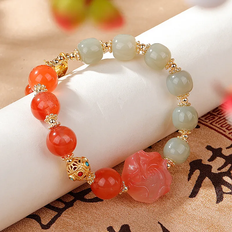 XIAOLIUJADE Southern Red Agate Fine Jade Bracelets Women's-3