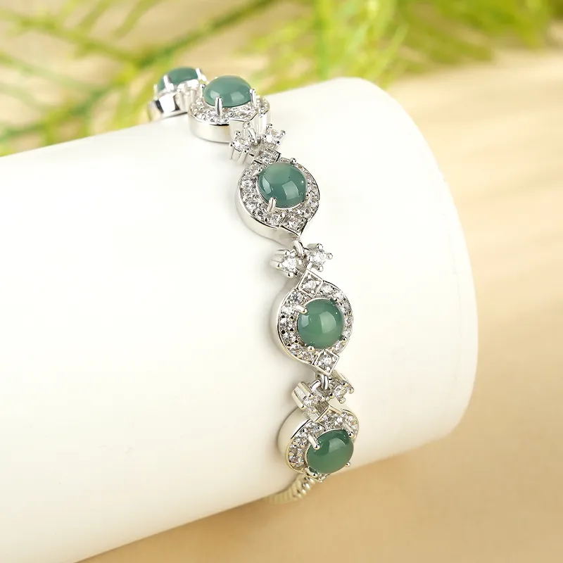XIAOLIUJADE Ice Glutinous Small Princess Instagram Style Jadeite Brightening Bracelet Women's-3