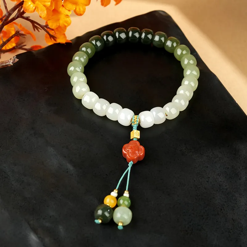 XIAOLIUJADE Hetian Jade Bracelets Pale Greenish White Jade Unisex-1