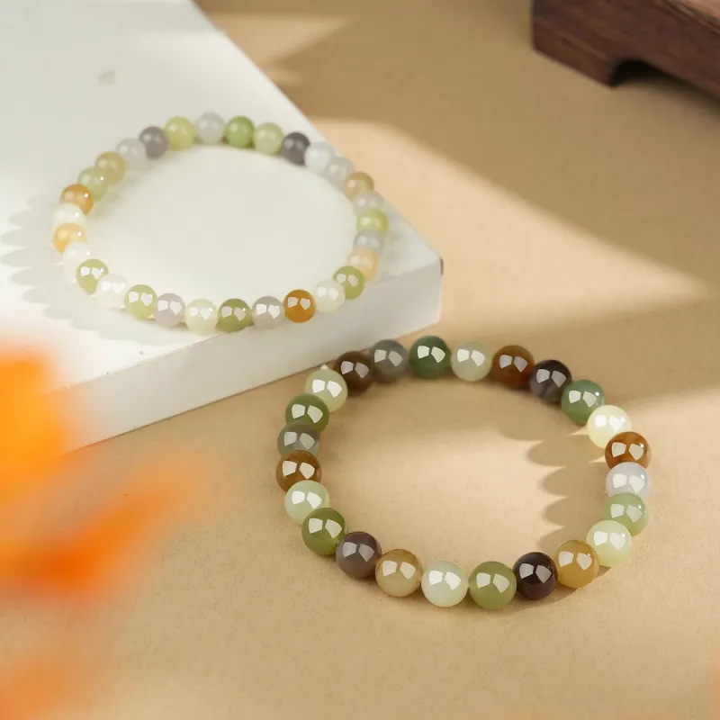 XIAOLIUJADE Hetian Jade Bracelets Pale Greenish White Jade Unisex-3