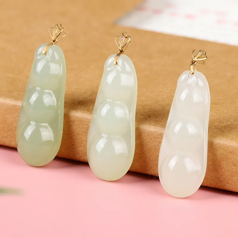 XIAOLIUJADE Hetian Jade Pendants Pale Greenish White Jade Women's-4
