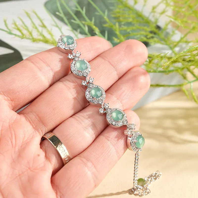 XIAOLIUJADE Ice Glutinous Small Princess Instagram Style Jadeite Brightening Bracelet Women's-4
