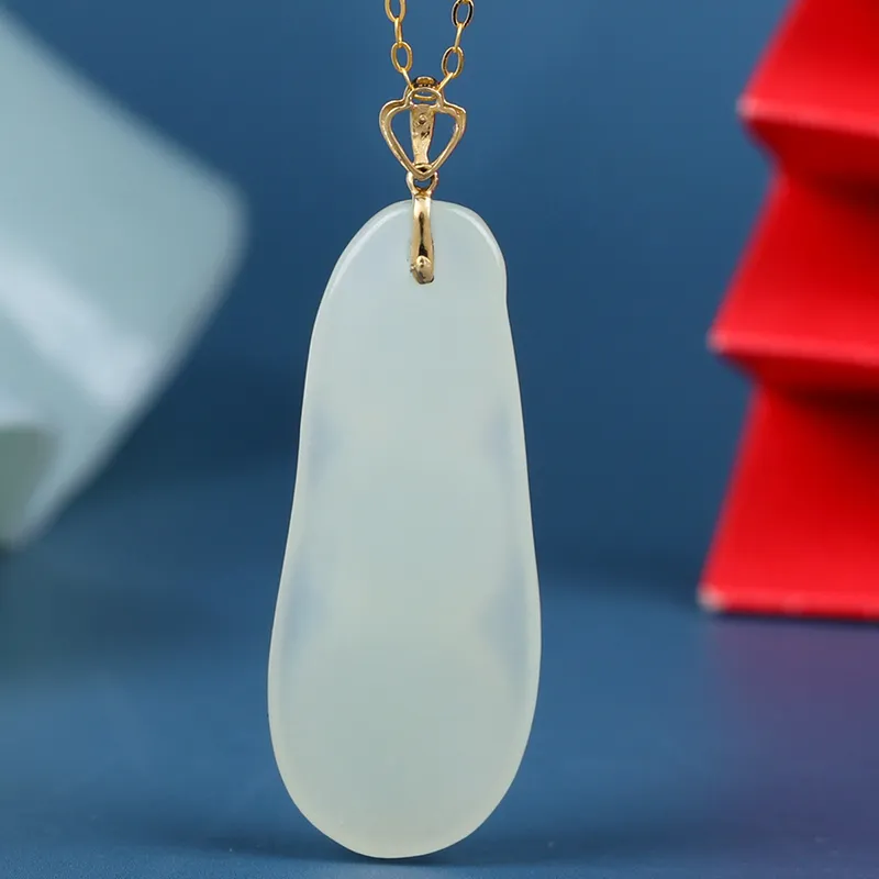 XIAOLIUJADE Hetian Jade Pendants Pale Greenish White Jade Women's-2