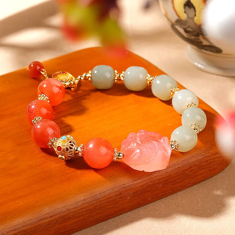 XIAOLIUJADE Southern Red Agate Fine Jade Bracelets Women's-4