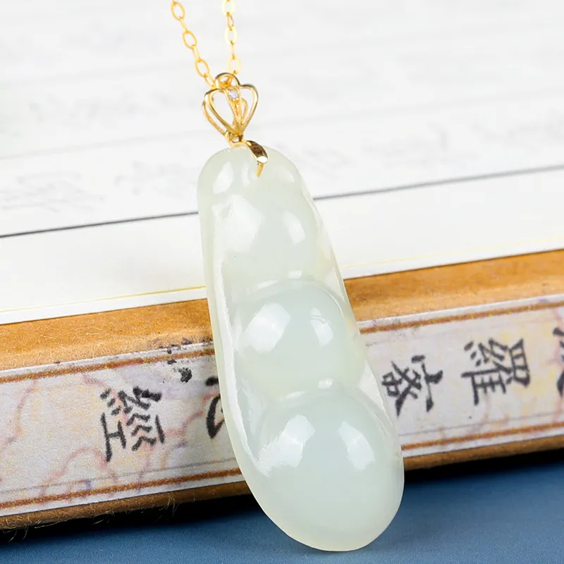XIAOLIUJADE Hetian Jade Pendants Pale Greenish White Jade Women's-3