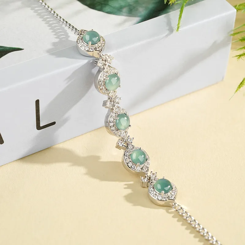 XIAOLIUJADE Ice Glutinous Small Princess Instagram Style Jadeite Brightening Bracelet Women's-2