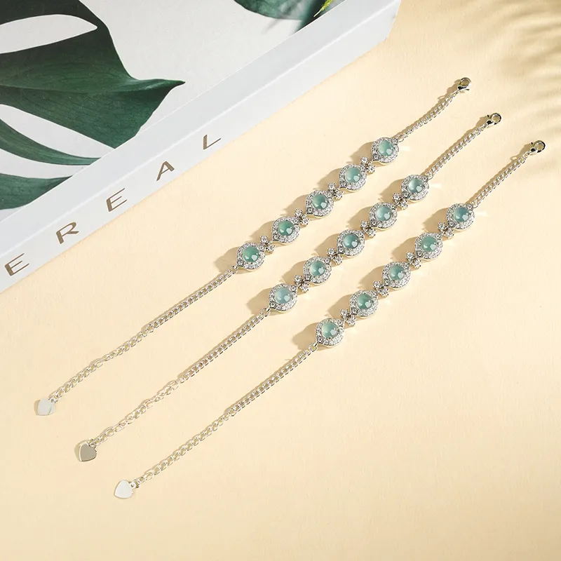 XIAOLIUJADE Ice Glutinous Small Princess Instagram Style Jadeite Brightening Bracelet Women's-5