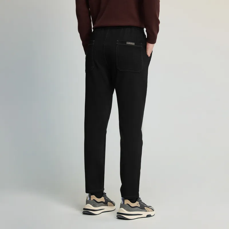 HLA Panda Wowo Series Jeans Men Black Denim Solid Color 4A-5
