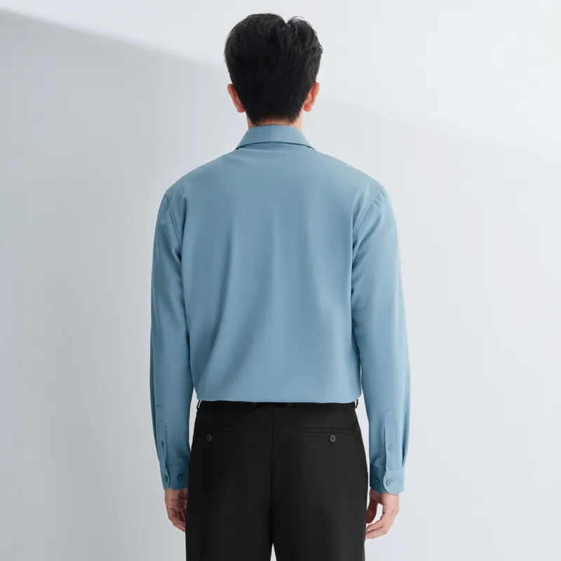 HLA Long Sleeved Shirt 24 Fall And Winter New Fleece Warm Solid Color Top Men's-5