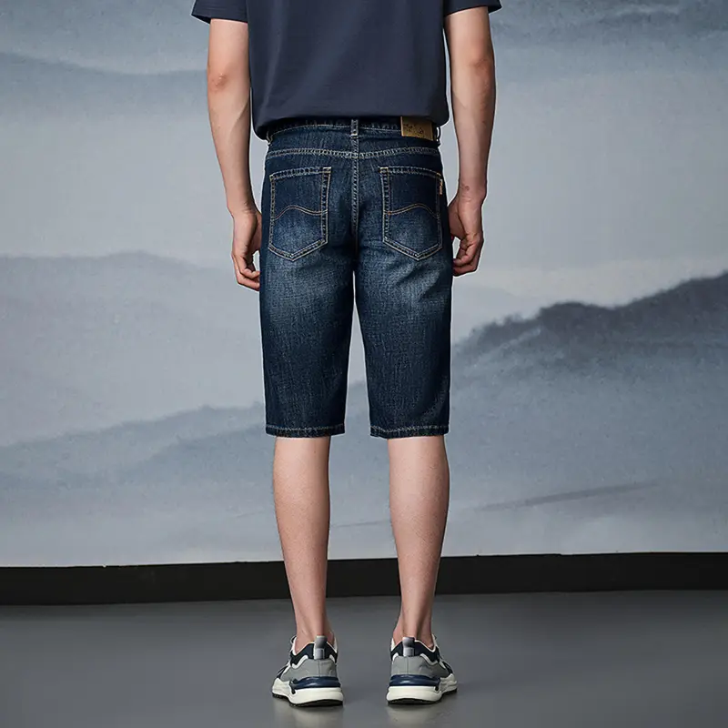HLA The Mountain Is Not In The High Series Denim Shorts Men's Denim Blue Transition Color-3