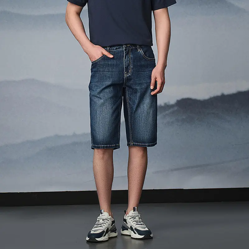 HLA The Mountain Is Not In The High Series Denim Shorts Men's Denim Blue Transition Color-2