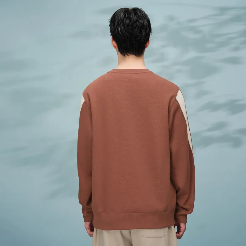 HLA Crew Neck Loose Fit Color Blocking Patchwork Sweatshirt Men's-9